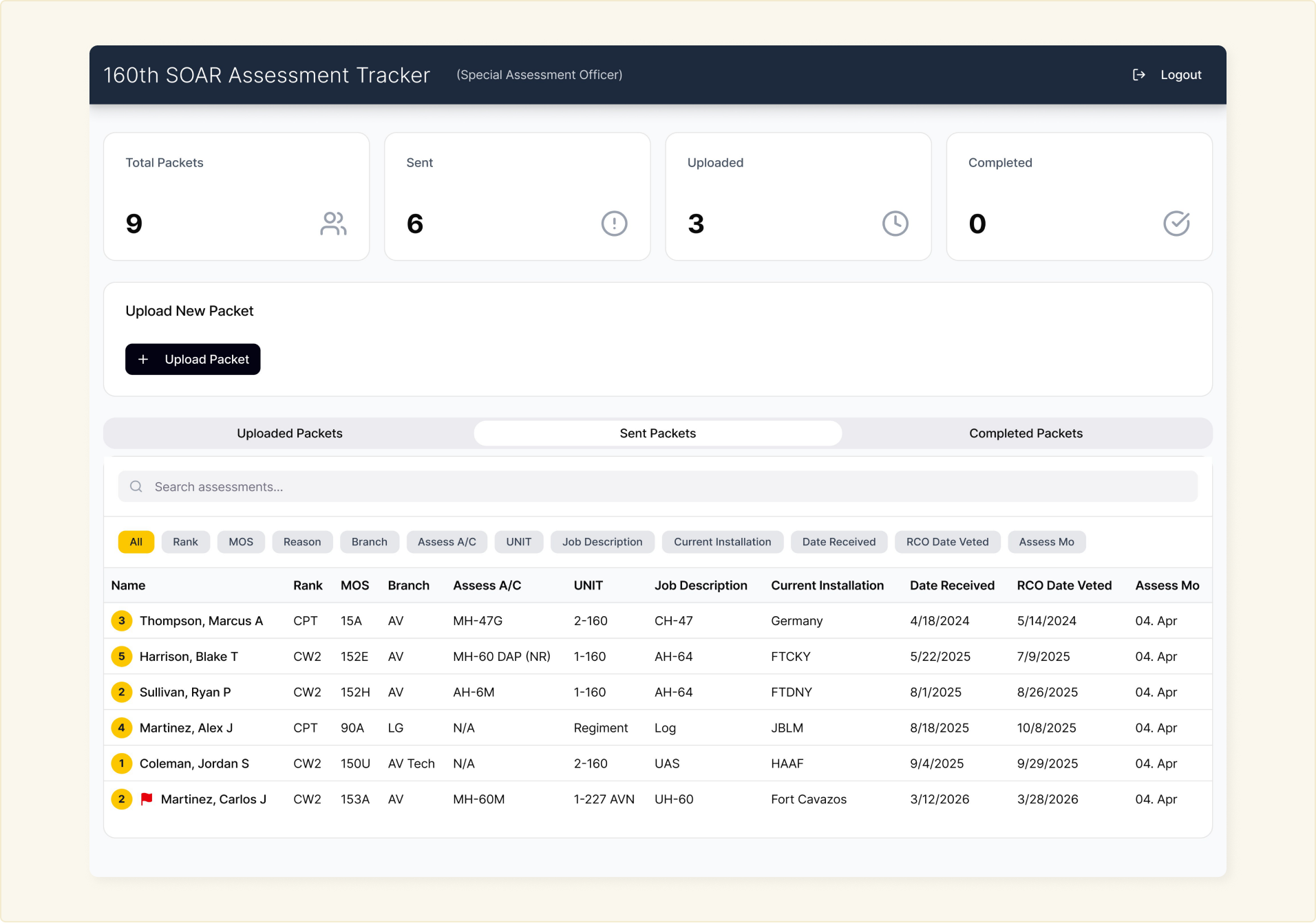 Figma Make assessment tracker prototype