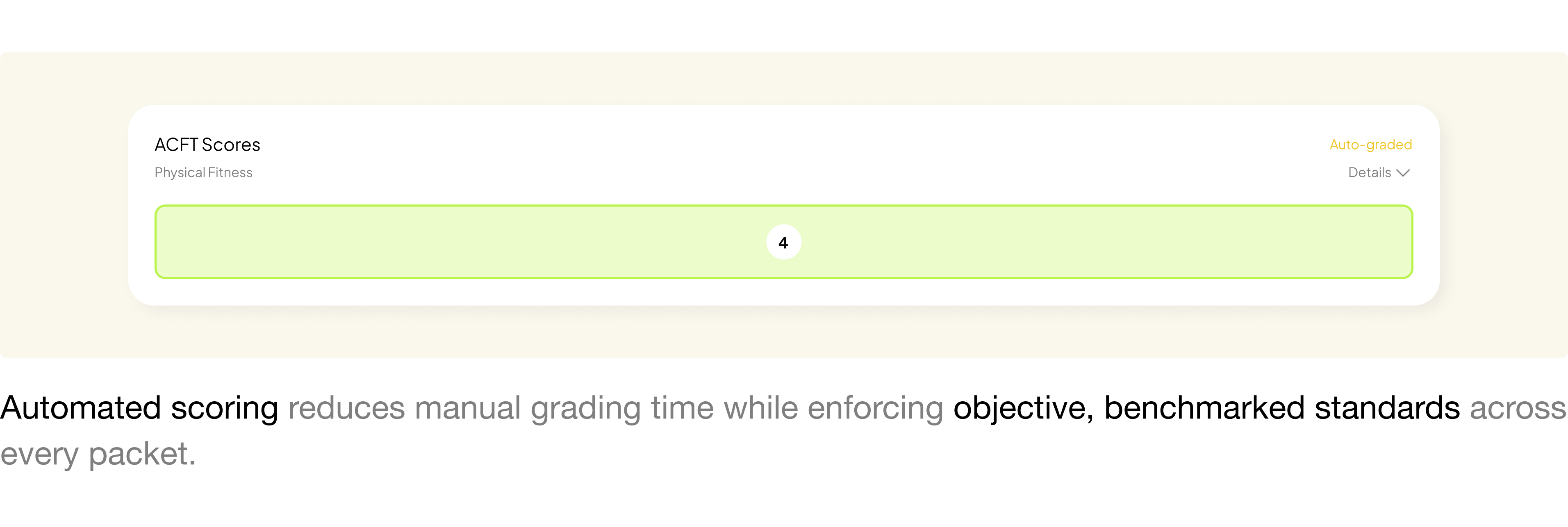 Automated scoring row on the evaluation rubric