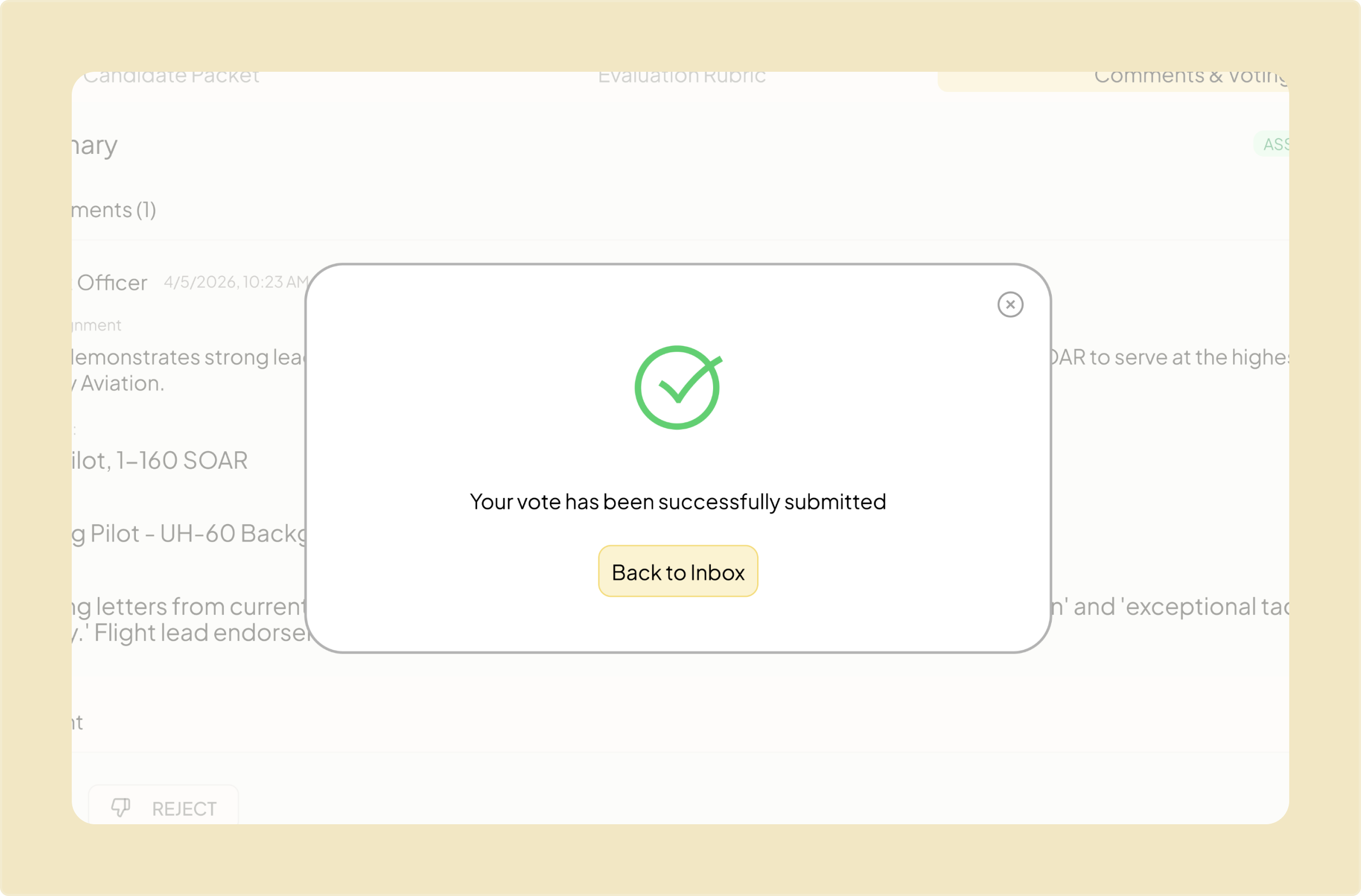 Peak-End Rule success state after submitting a vote