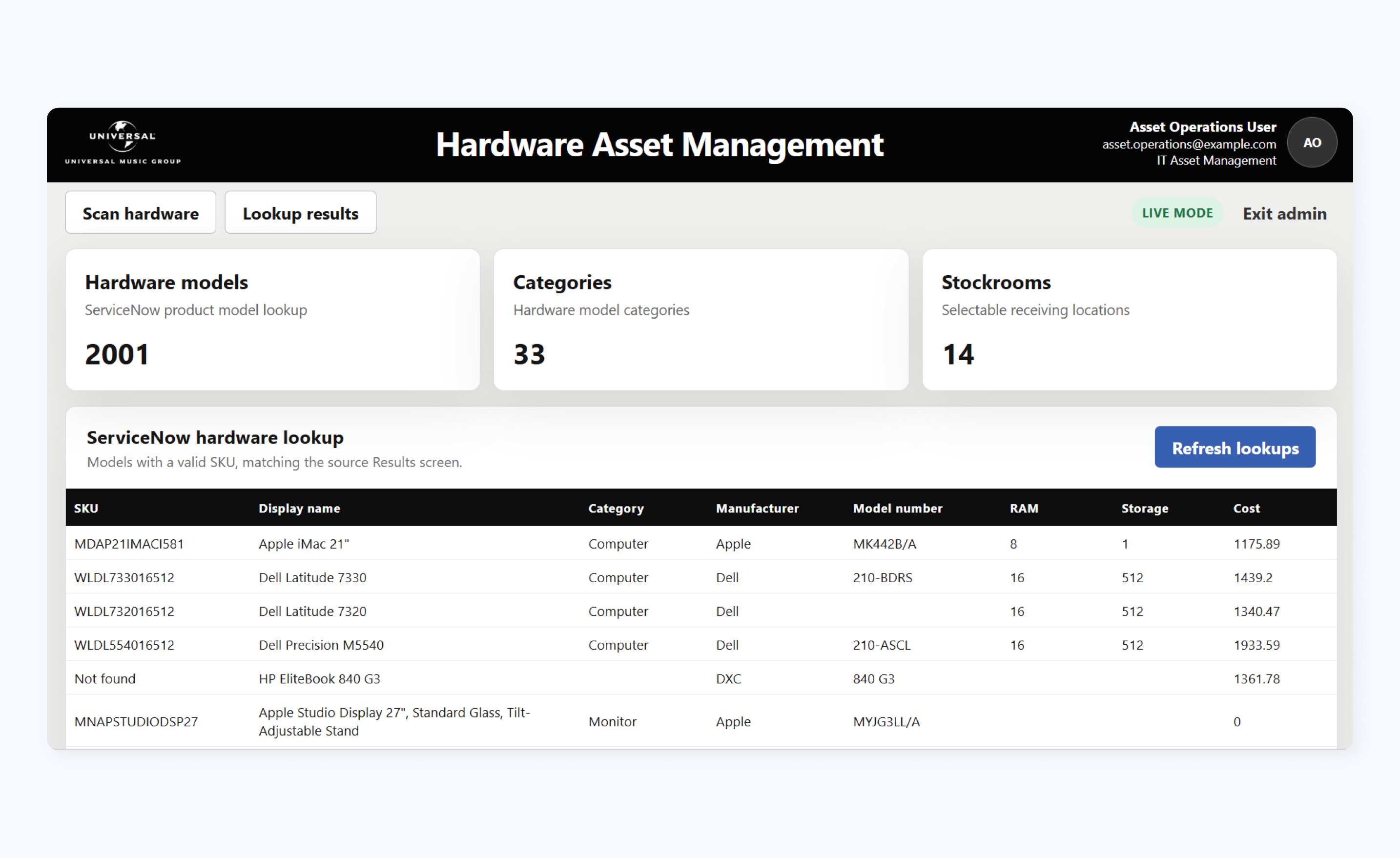 Codex rebuild of Hardware Asset Management