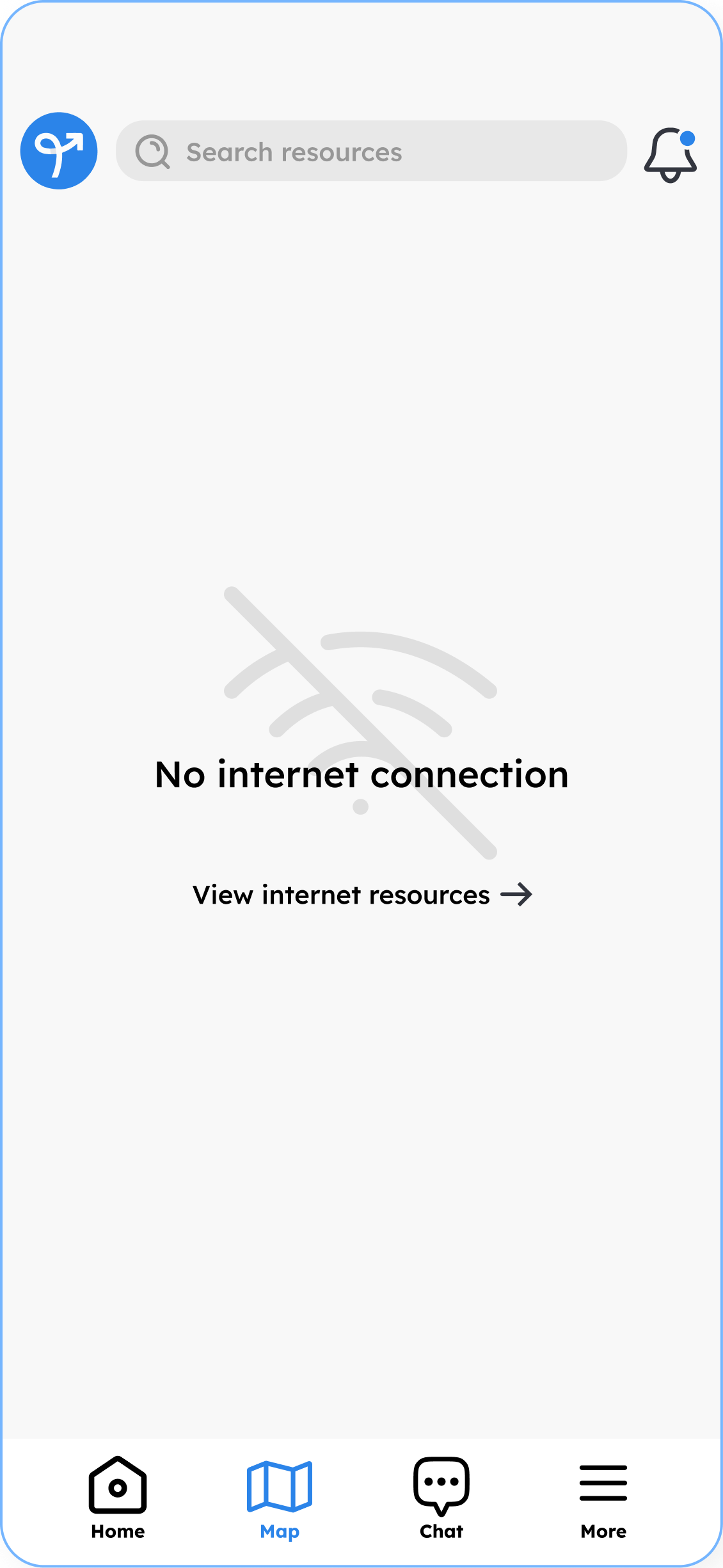 Offline mode with no internet connection state